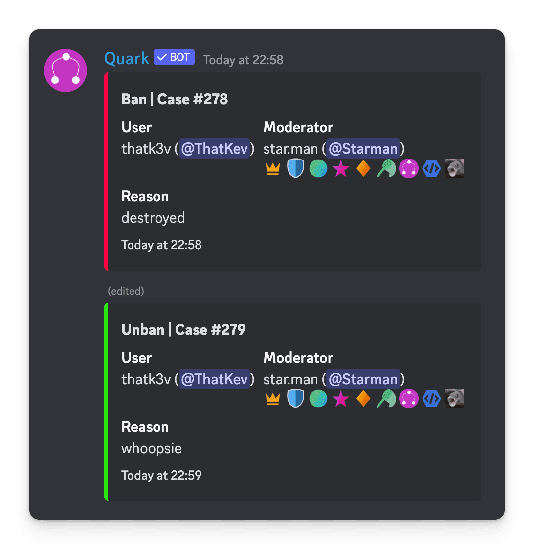 Moderation Logging - Ban and Unban
